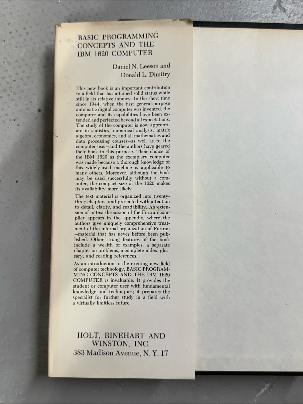 Basic Programming Concepts and IBM 1620 Computer (1962) HC - Picture 3 of 7